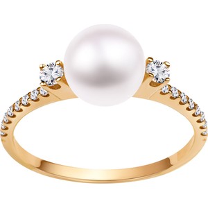 Pearls - Biżuteria Yes Pierścionek złoty z perłą i cyrkoniami - Pearls