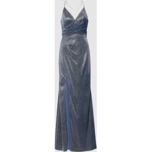Niebieska sukienka Unique na ramiączkach maxi dopasowana