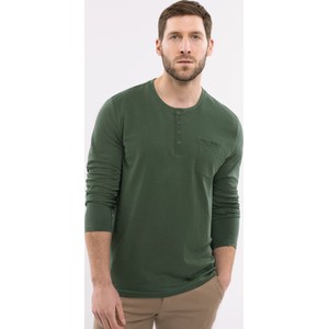 Zielona koszulka z długim rękawem Volcano z bawełny w stylu casual