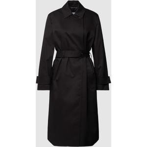 Czarny płaszcz Calvin Klein w stylu casual z bawełny taliowana