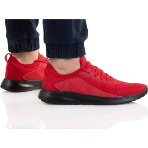 Czerwone buty sportowe 4F sznurowane w sportowym stylu
