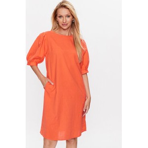 Pomarańczowa sukienka MODIVO z krótkim rękawem mini