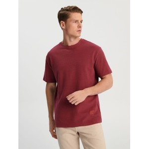 Czerwony t-shirt Sinsay w stylu casual z krótkim rękawem z bawełny