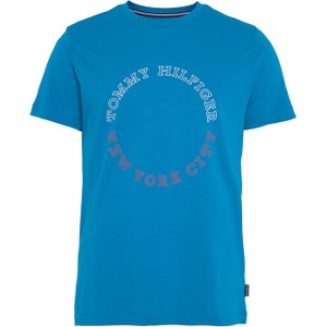 Niebieski t-shirt Tommy Hilfiger z krótkim rękawem w młodzieżowym stylu