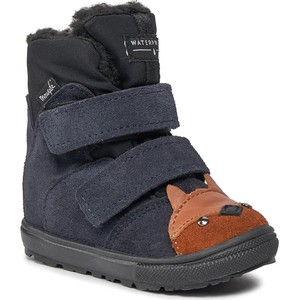 Granatowe buty dziecięce zimowe Mrugała na rzepy