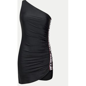 Czarna sukienka Karl Lagerfeld dopasowana mini z okrągłym dekoltem