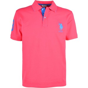 Różowy t-shirt U.S. Polo w stylu casual z krótkim rękawem