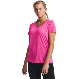 Różowa bluzka Under Armour w sportowym stylu z krótkim rękawem