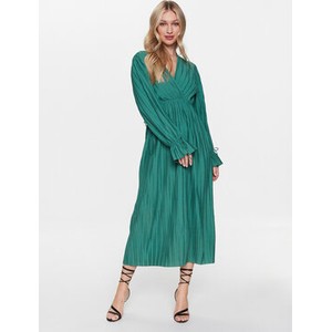 Zielona sukienka EDITED maxi kopertowa z długim rękawem