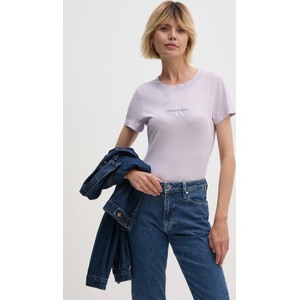 Bluzka Calvin Klein z bawełny z okrągłym dekoltem
