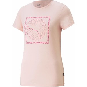 Różowy t-shirt Puma z bawełny w sportowym stylu