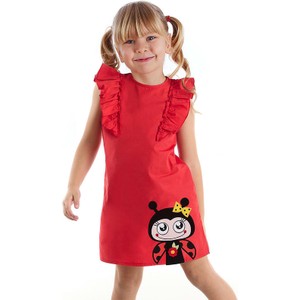 Czerwona sukienka dziewczęca Deno Kids z bawełny