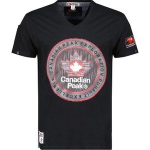 Czarny t-shirt Canadian Peak z krótkim rękawem w młodzieżowym stylu