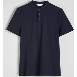Granatowy t-shirt Reserved z krótkim rękawem w stylu casual