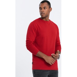 Czerwona koszulka z długim rękawem Ombre z bawełny w stylu casual