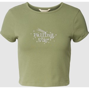 Zielony t-shirt Review z okrągłym dekoltem z bawełny