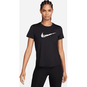 Czarna bluzka Nike w sportowym stylu z krótkim rękawem z okrągłym dekoltem