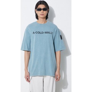 Niebieski t-shirt A-cold-wall* z bawełny z nadrukiem