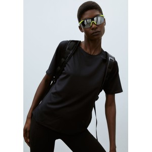 Czarna bluzka H & M z okrągłym dekoltem z krótkim rękawem w stylu casual