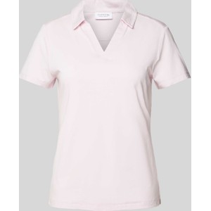 Różowy t-shirt comma, w stylu casual z dekoltem w kształcie litery v