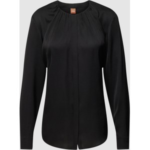 Czarna bluzka Hugo Boss w stylu casual z długim rękawem