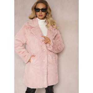 Różowy płaszcz Renee w stylu casual bez kaptura