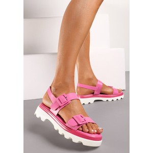 Różowe sandały Renee z klamrami na platformie w stylu casual
