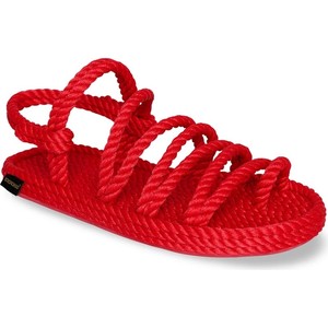 Czerwone sandały Bohonomad z płaską podeszwą w stylu casual z klamrami