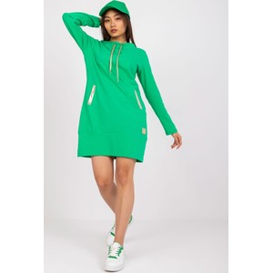 Zielona sukienka 5.10.15 z okrągłym dekoltem mini z bawełny
