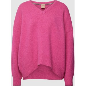 Różowy sweter Hugo Boss z wełny