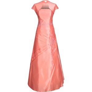 Różowa sukienka Fokus rozkloszowana maxi z krótkim rękawem