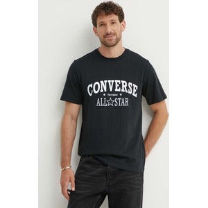 Czarny t-shirt Converse z bawełny