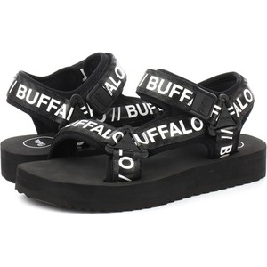 Czarne sandały Buffalo z klamrami z nadrukiem