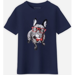 Granatowa koszulka dziecięca Wooop dla chłopców z bawełny
