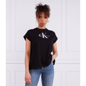 T-shirt Calvin Klein w młodzieżowym stylu z okrągłym dekoltem z bawełny