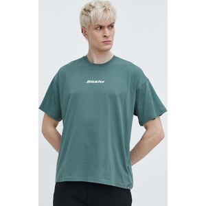 Zielony t-shirt Dickies z bawełny z nadrukiem z krótkim rękawem