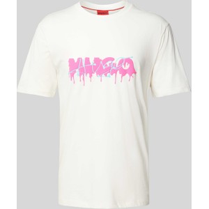 T-shirt Hugo Boss w młodzieżowym stylu z nadrukiem z bawełny