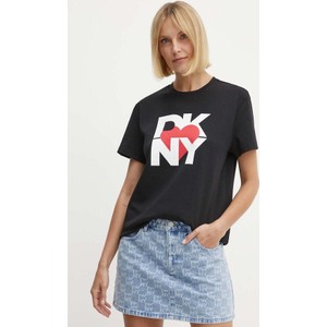 T-shirt DKNY w młodzieżowym stylu z okrągłym dekoltem z nadrukiem