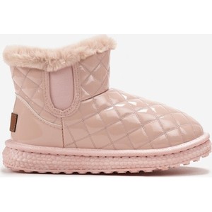 Różowe buty dziecięce zimowe born2be w krateczkę dla dziewczynek