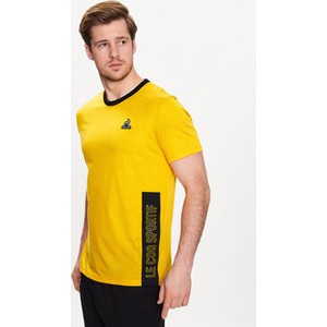 Żółty t-shirt Le Coq Sportif z krótkim rękawem