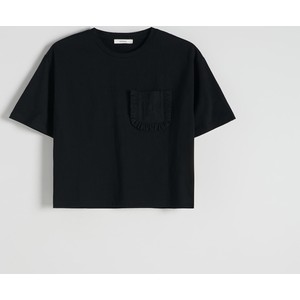 Czarny t-shirt Reserved w stylu casual z bawełny