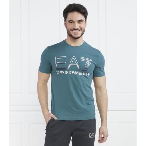 Granatowy t-shirt Emporio Armani z krótkim rękawem z bawełny