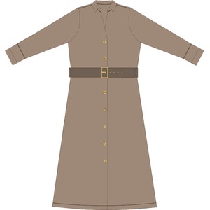 Brązowa sukienka Moodo.pl z długim rękawem w stylu klasycznym