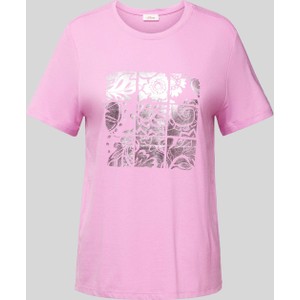 Różowa bluzka S.Oliver z okrągłym dekoltem z bawełny
