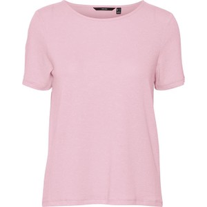 Różowy t-shirt Vero Moda z krótkim rękawem w stylu casual