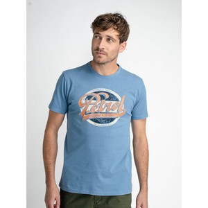 Niebieski t-shirt Petrol Industries z krótkim rękawem w młodzieżowym stylu