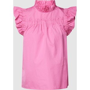 Różowa bluzka Tonno & Panna z krótkim rękawem w stylu casual z bawełny