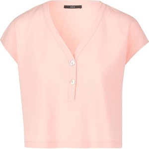 Różowa bluzka Zero w stylu casual z krótkim rękawem