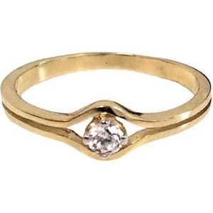 Lovrin Złoty nowoczesny pierścionek 585 z cyrkonią 1,78g