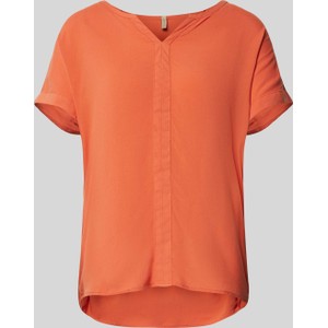 Pomarańczowa bluzka Soyaconcept z dekoltem w kształcie litery v z krótkim rękawem